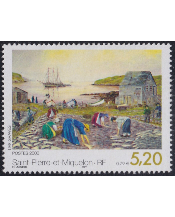 F-EX50325 SAINT PIERRE ET MIQUELON MNH 2000 ART PAINTING LES GRAVES SHIP.