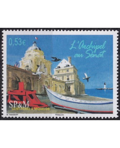 F-EX50340 SAINT PIERRE ET MIQUELON MNH 2006 ART PAINTING CHURCH & SHIP.