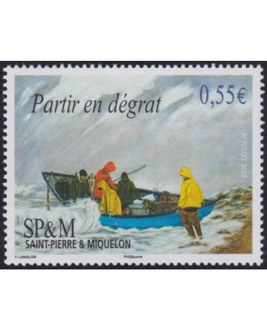 F-EX50321 SAINT PIERRE ET MIQUELON MNH 2008 ART PAINTING FISHING SHIP BOATS.
