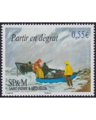 F-EX50321 SAINT PIERRE ET MIQUELON MNH 2008 ART PAINTING FISHING SHIP BOATS.