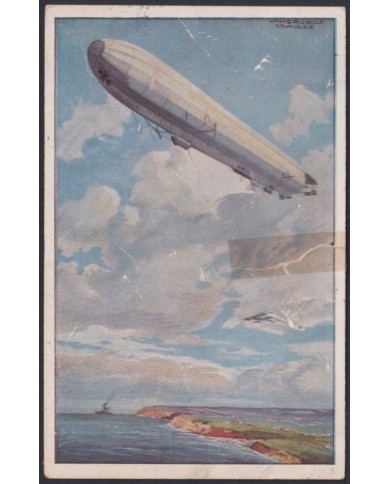 F-EX50402 GERMANY 1921 ZEPPELIN POSTCARD. DAMAGE