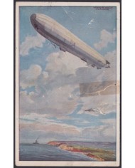 F-EX50402 GERMANY 1921 ZEPPELIN POSTCARD. DAMAGE