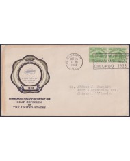 F-EX50403 USA US 1933 FDC COMMEMORATING VISIT GRAF ZEPPELIN CHICAGO CENT OF PROGRESS.