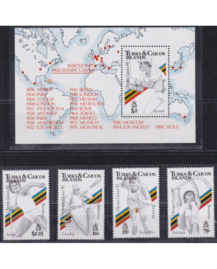 F-EX49391 TURKS & CAICOS MNH 1990 OLYMPIC GAMES BARCELONA BASKETBALL BASEBALL.
