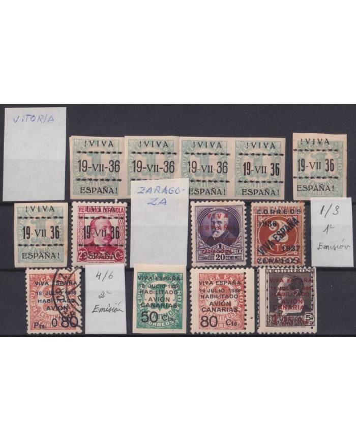 F-EX37782 SPAIN ESPAÑA 1936 CIVIL WAR PATRIOTIC OVERPRINT VITORIA & ZARAGOZA.