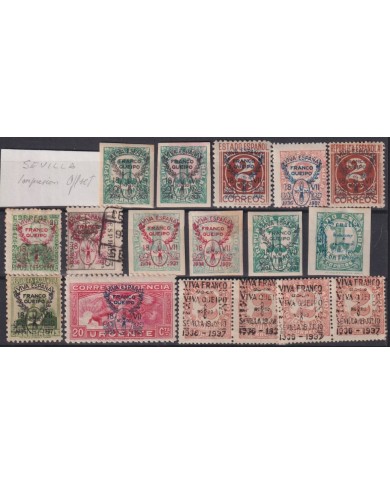 F-EX37783 SPAIN ESPAÑA 1936 CIVIL WAR PATRIOTIC OVERPRINT SEVILLA.