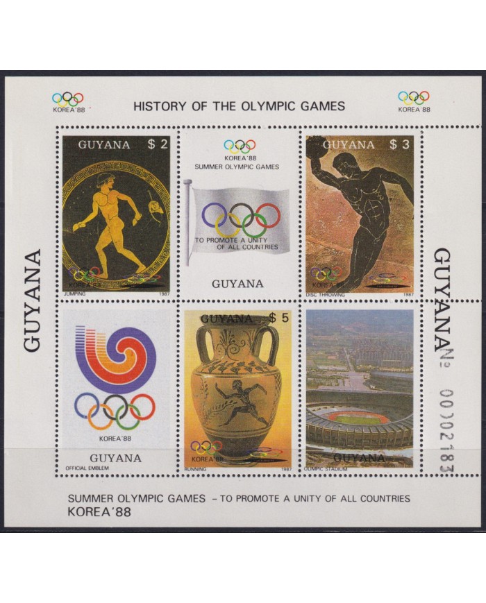 F-EX45104 GUYANA MNH 1987 KOREA OLYMPIC GAMES ARCHEOLOGY.