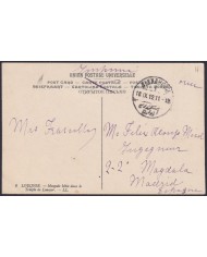 F-EX45332 EGYPT 1912 POSTCARD ALEXANDRIE ARCHEOLOGY LUXOR TEMPLE TO SPAIN.