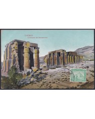 F-EX45333 EGYPT 1912 POSTCARD ALEXANDRIE THEBES ARCHEOLOGY RAMESSEUM - SPAIN.