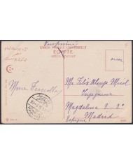 F-EX45333 EGYPT 1912 POSTCARD ALEXANDRIE THEBES ARCHEOLOGY RAMESSEUM - SPAIN.