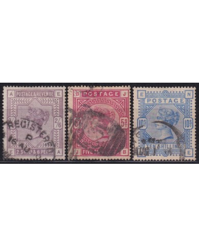 F-EX45819 UK GREAT BRITAIN UNITED KINGDOM 1883 2/6, 5/, 10/ HIGHT VALUE.