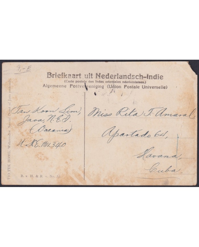 F-EX48580 NEDERLAND INDIE INDONESIA 1926 CHINESE CAMP TO HAVANNA.