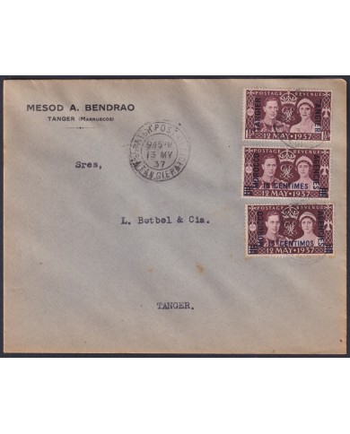 F-EX48620 MOROCCO MAROC BRITISH TANGER 1937 CORONATION COVER.