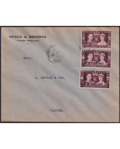 F-EX48621 MOROCCO MAROC BRITISH TANGER 1937 CORONATION COVER.