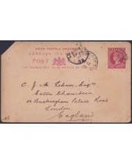 F-EX48624 GRENADA 1901 POSTAL STATIONERY CARD TO ENGLAND UK.