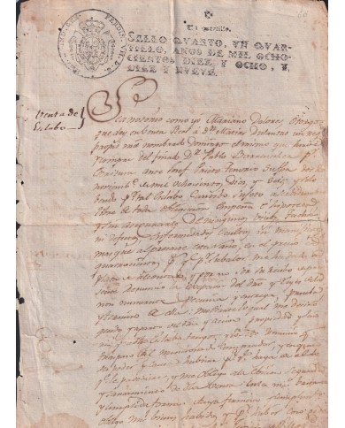 E6513 SPAIN ANTILLES 1819 SALE OF SLAVE VENTA DE UN ESCLAVO SLAVERY.