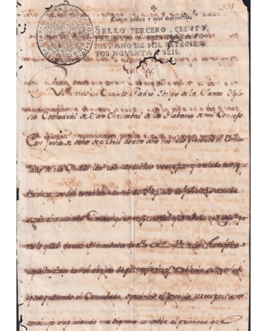 E6518 SPAIN 1796 SIGNED DOCS KING CARLOS IV TO HAVANNA SUGAR MILLS FACTORY.