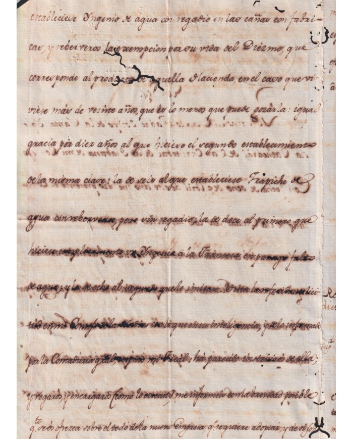 E6518 SPAIN 1796 SIGNED DOCS KING CARLOS IV TO HAVANNA SUGAR MILLS FACTORY.