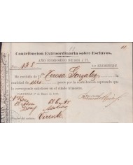 E6520 SPAIN ANTILLES 1877 CONTRIBUCION SOBRE ESCLAVOS SLAVERY CARDENAS.