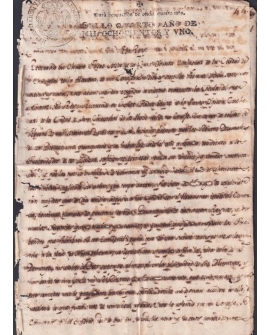 E6522 SPAIN 1801 SIGNED DOCS KING CARLOS IV TO HAVANNA BISHOP CEDULA.