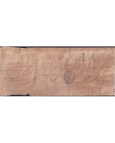 E6529 SPAIN ESPAÑA 186? “A” ABONO COVER TO SPANISH ANTILLES HAVANNA. RARE!!!.