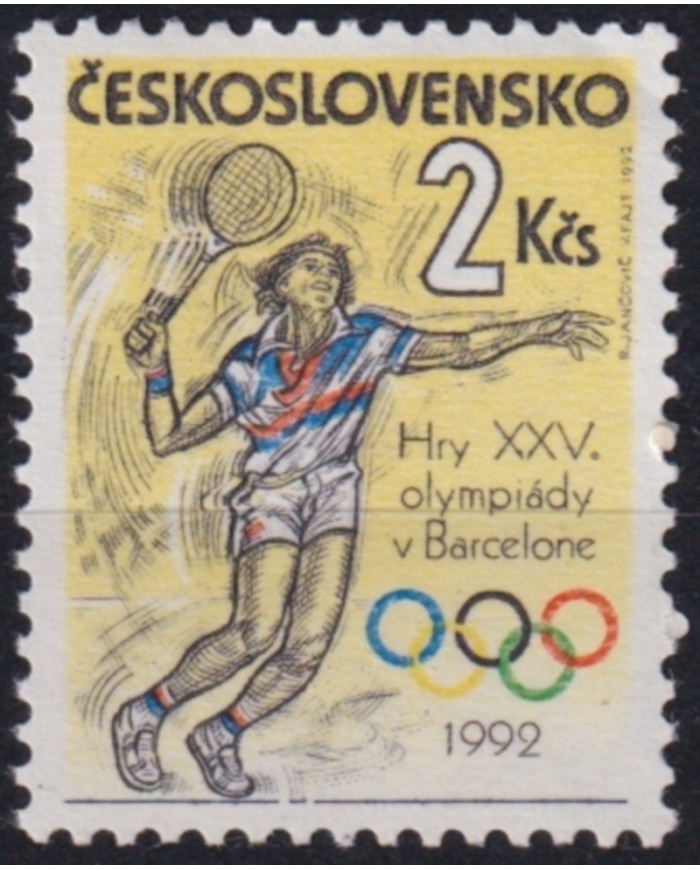 F-EX49466 CZECHOSLOVAKIA MNH 1992 OLYMPIC GAMES BARCELONA TENNIS.