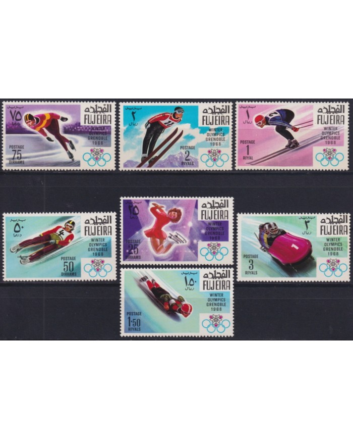 F-EX49412 SOUTH ARABIA FUJEIRA MLH 1968 WINTER OLYMPIC GAMES GRENOBLE SKIITING SKI.
