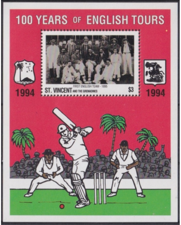 F-EX49560 ST VINCENT MNH 1985 WORLD CRICKET CHAMPIONSHIP CLUB CENTENARY.