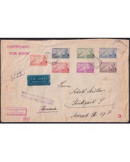 F-EX40084 SPAIN ESPAÑA 1940 WWII REGIST LA CIERVA TENERIFE TO GERMANY CENSORSHIP.