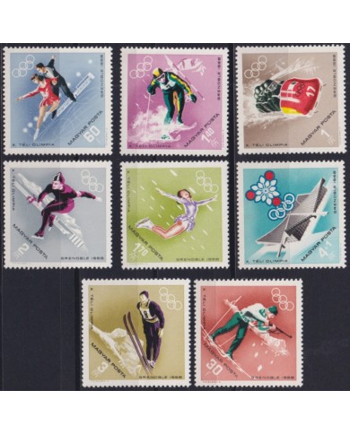 F-EX50175 HUNGARY MNH 1968 WINTER OLYMPIC GAMES GRENOBLE SKI SKIITING.