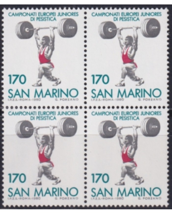 F-EX50160 SAN MARINO MNH 1980 EUROPEAN CHAMPIONSHIP OF WEIGHTLIFTING BLOCK4.