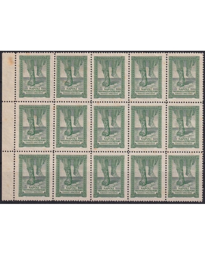 F-EX18041 ITALY CINDERELLA 1940 NAPOLI NAPLES TRIENALE OLTRAMARE BLOCK 15 NO GUM