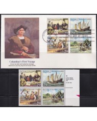 F-EX49308 USA US 1992 MNH COLUMBUS DISCOVERY BLOCK + FDC.