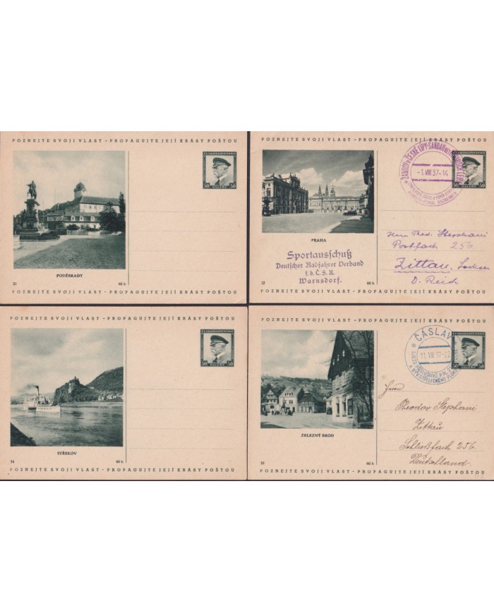 F-EX47754 CZECHOSLOVAKIA POSTAL STATIONERY S. XX. 14 DIFFERENTS.