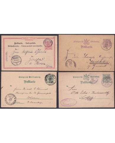 F-EX47777 GERMANY WURTTEMBERG POSTAL STATIONERY LOT OF 6 DIFFERENT.