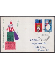F-EX51201 UK ENGLAND FDC 1967 UK CHRISTMAS NAVIDAD CHILD DRAWING BIRMINGHAM POSTMARK.