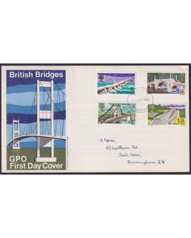 F-EX51210 UK ENGLAND FDC 1968 UK BRITISH BRIGGES BIRMINGHAM POSTMARK.