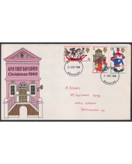 F-EX51214 UK ENGLAND FDC 1968 UK CHRISTMAS NAVIDAD CHILD DRAWING BIRMINGHAM POSTMARK.