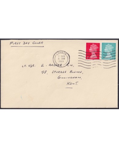 F-EX51217 UK ENGLAND FDC 1969 UK MACHIN DEFINITIVE JAN/ 6 LONDON POSTMARK.