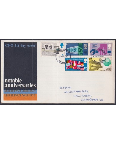 F-EX51219 UK ENGLAND FDC 1969 UK ANNIVERSARIES EUROPE NATO ILO ALCOCK FLIGHT.