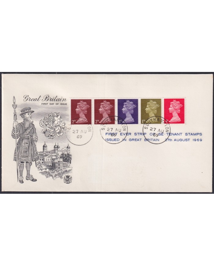 F-EX51223 UK ENGLAND FDC 1969 UK MACHIN DEFINITIVE AUG/ 27.