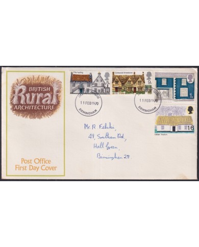 F-EX51224 UK ENGLAND FDC 1970 BRITISH RURAL ARCHITECTURE.