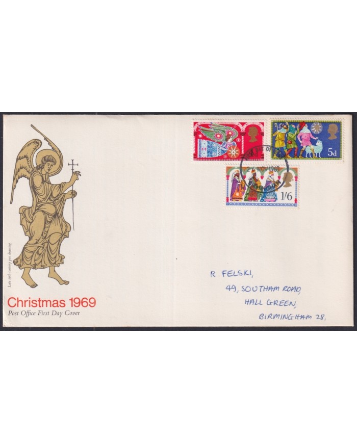 F-EX51225 UK ENGLAND FDC 1969 CHRISTMAS NAVIDAD NOEL.