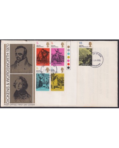 F-EX51226 UK ENGLAND FDC 1970 WRITTER CHARLES DICKENS & WORDSWORTH.