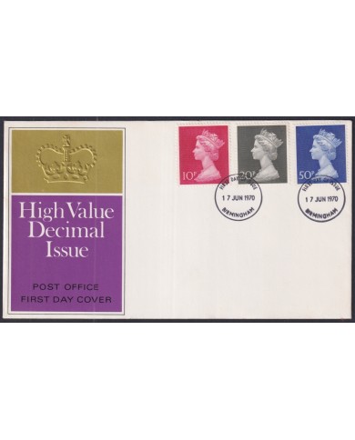F-EX51228 UK ENGLAND FDC 1970 UK MACHIN DEFINITIVE JUN/ 15 HIGHT VALUE DECIMAL ISSUE.