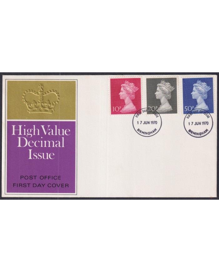 F-EX51228 UK ENGLAND FDC 1970 UK MACHIN DEFINITIVE JUN/ 15 HIGHT VALUE DECIMAL ISSUE.