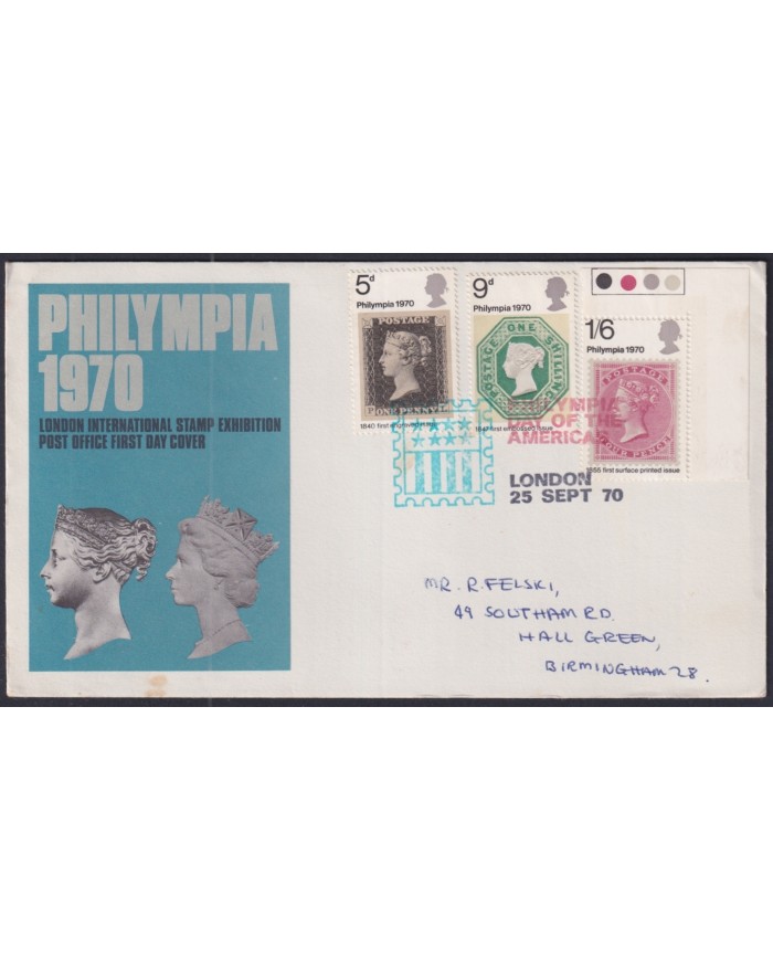 F-EX51231 UK ENGLAND FDC 1970 PHILATELIC EXPO PHILYMPIA LONDON RED CANCEL.