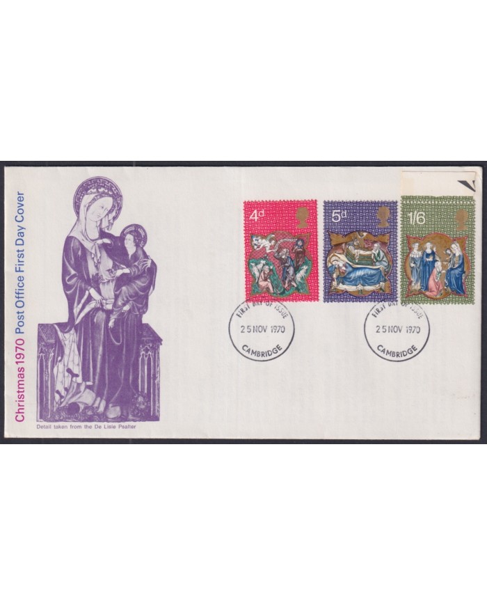 F-EX51232 UK ENGLAND FDC 1970 CHRISTMAS NAVIDAD NOEL MEDIEVAL MINITURE ART PAINTING.