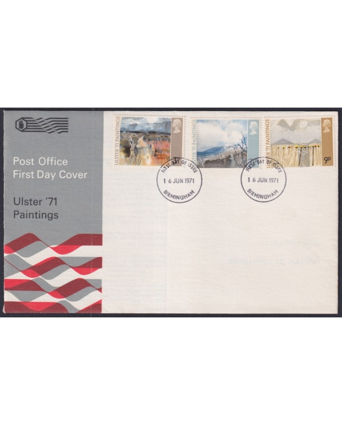 F-EX51233 UK ENGLAND FDC 1971 ART ULSTER´71 PAINTING.