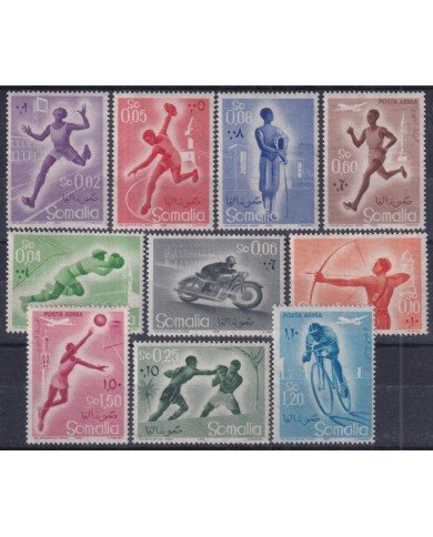 F-EX43674 ITALIA SOMALIA MH 1958 SPORT MOTO CYCLING FOOTBALL ARCHERY BOXING.